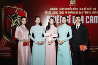 Lương Thùy Linh, Đoàn Thiên Ân, Tiểu Vy dắt tay tham dự Gala vinh quang Công an Nhân dân Việt Nam